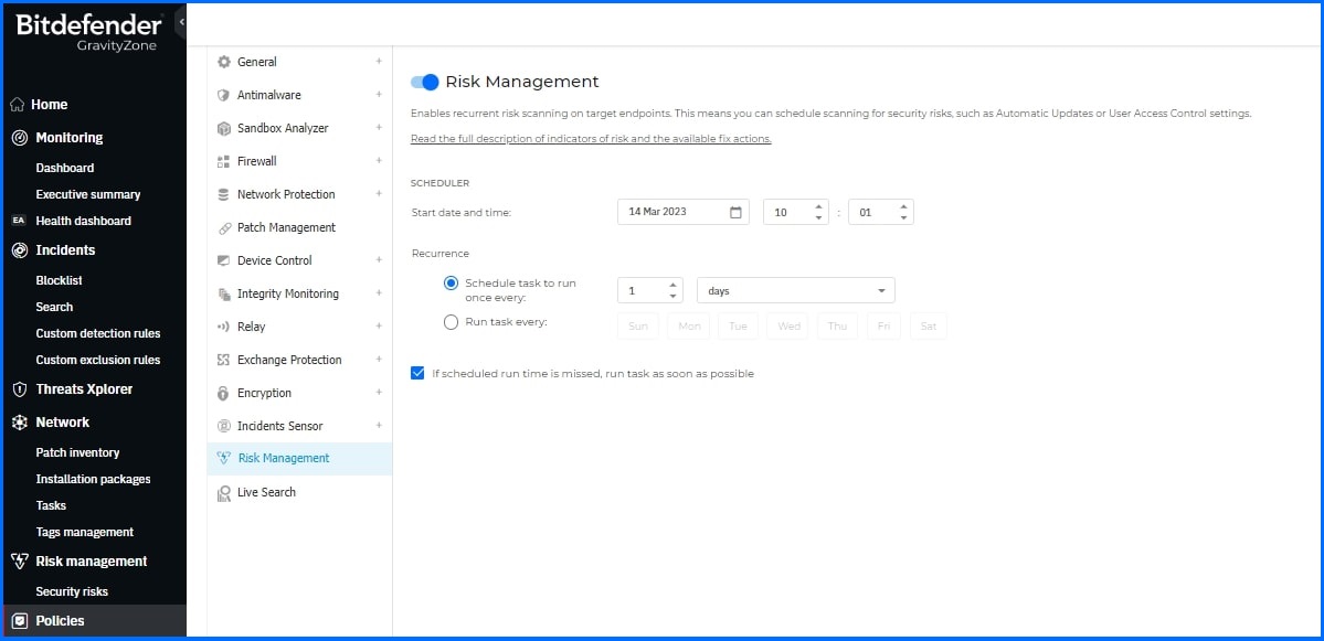Risk Management Configuration