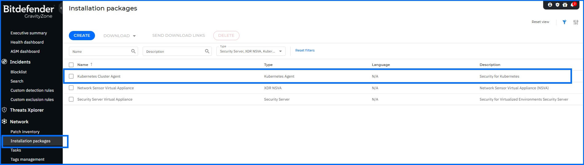 Kubernetes Cluster Agent installation packages