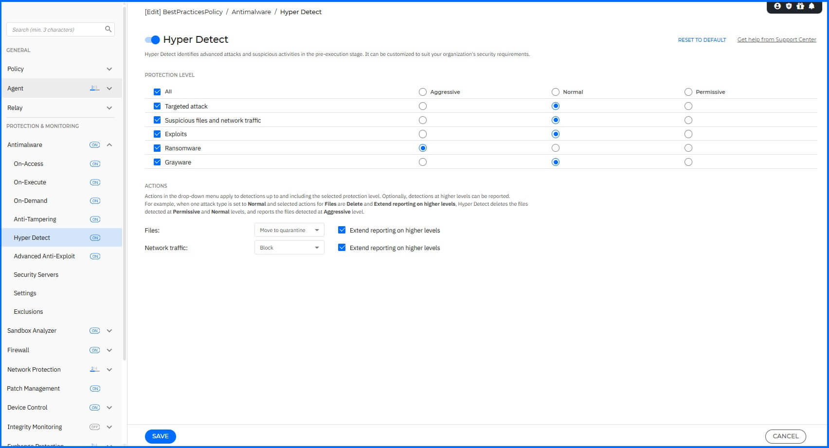 Best Practices - Policy Antimalware Hyper Detect Workstation