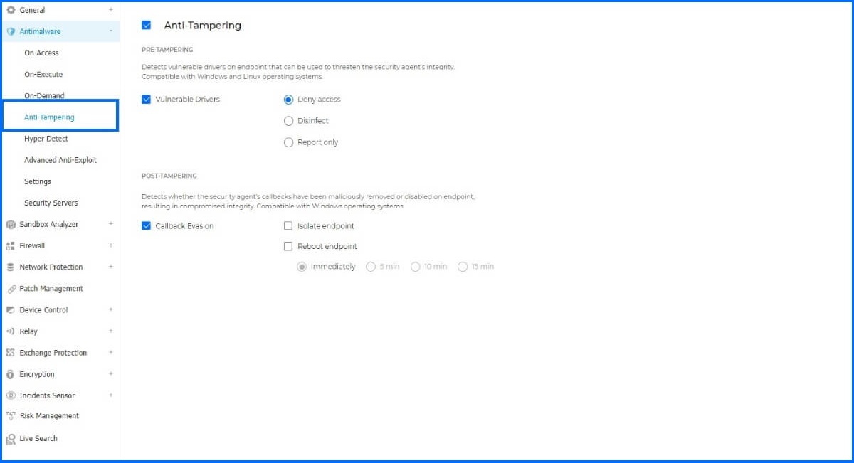 Anti-Tampering configuration