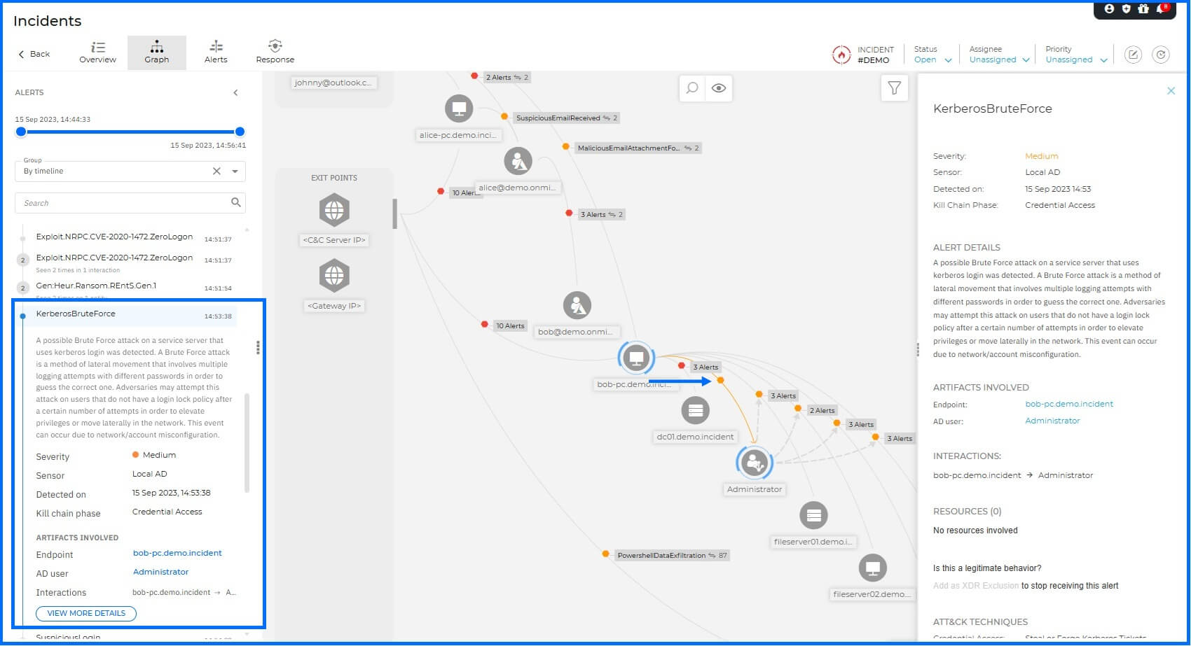 XDR Demo Incident Kerberos Brute Force